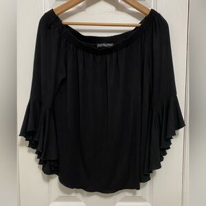 Black off The Shoulder Top with Flare Sleeves